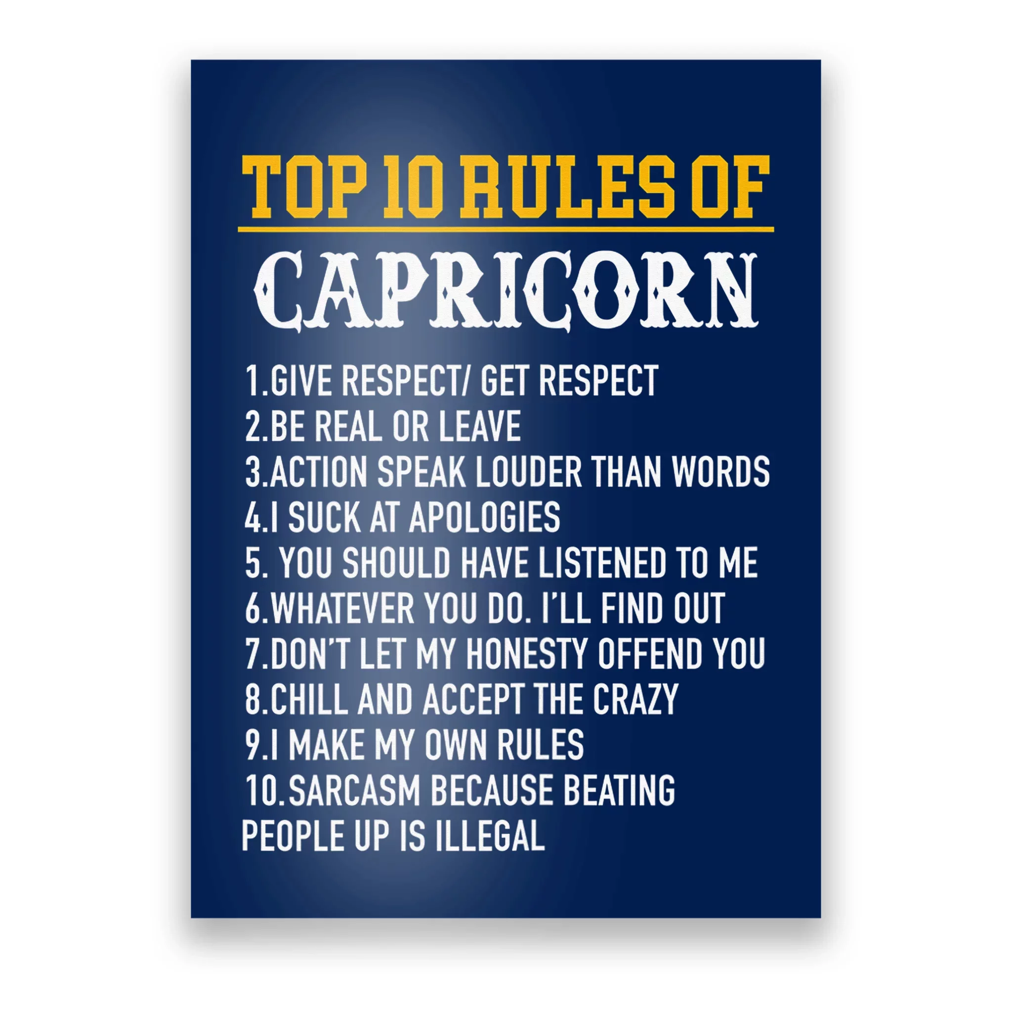 Capricorn Facts Zodiac Funny Capricorn Birthday Gift Poster
